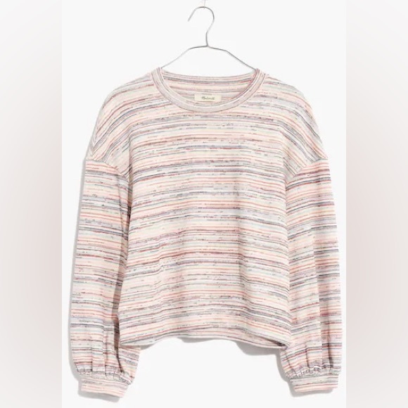 Madewell Tops - Madewell Bubble-Sleeve Crop Top in Rainbow Stripe M